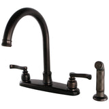 Royale Two-Handle 4-Hole 8" Centerset Kitchen Faucet with Side Sprayer