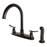 Jamestown Two-Handle 4-Hole 8" Centerset Kitchen Faucet with Side Sprayer