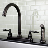 Knight Two-Handle 4-Hole 8" Centerset Kitchen Faucet with Side Sprayer