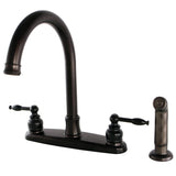 Knight Two-Handle 4-Hole 8" Centerset Kitchen Faucet with Side Sprayer