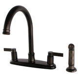 NuvoFusion Two-Handle 4-Hole 8" Centerset Kitchen Faucet with Side Sprayer