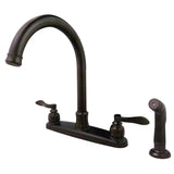 NuWave French Two-Handle 4-Hole 8" Centerset Kitchen Faucet with Side Sprayer