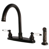 Victorian Two-Handle 4-Hole 8" Centerset Kitchen Faucet with Side Sprayer