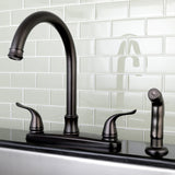 Yosemite Two-Handle 4-Hole 8" Centerset Kitchen Faucet with Side Sprayer