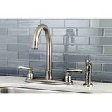 Royale Two-Handle 4-Hole 8" Centerset Kitchen Faucet with Side Sprayer