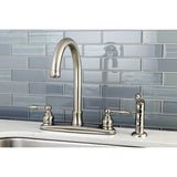 Knight Two-Handle 4-Hole 8" Centerset Kitchen Faucet with Side Sprayer