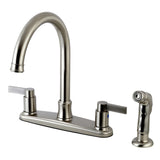 NuvoFusion Two-Handle 4-Hole 8" Centerset Kitchen Faucet with Side Sprayer