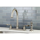 NuWave French Two-Handle 4-Hole 8" Centerset Kitchen Faucet with Side Sprayer