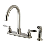 NuWave French Two-Handle 4-Hole 8" Centerset Kitchen Faucet with Side Sprayer