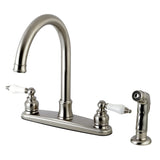 Victorian Two-Handle 4-Hole 8" Centerset Kitchen Faucet with Side Sprayer