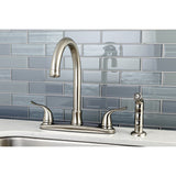 Yosemite Two-Handle 4-Hole 8" Centerset Kitchen Faucet with Side Sprayer