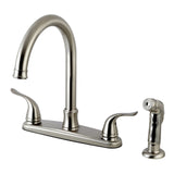 Yosemite Two-Handle 4-Hole 8" Centerset Kitchen Faucet with Side Sprayer