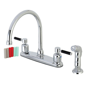 Kaiser Two-Handle 4-Hole 8" Centerset Kitchen Faucet with Side Sprayer