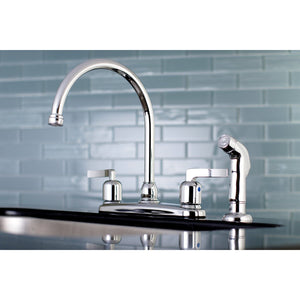 Centurion Two-Handle 4-Hole 8" Centerset Kitchen Faucet with Side Sprayer