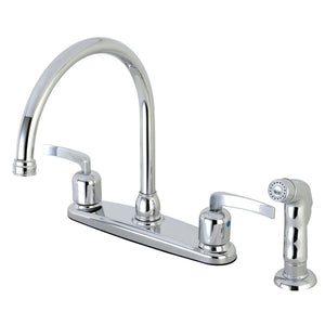 Centurion Two-Handle 4-Hole 8" Centerset Kitchen Faucet with Side Sprayer