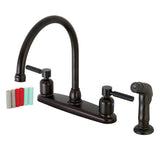 Kaiser Two-Handle 4-Hole 8" Centerset Kitchen Faucet with Side Sprayer