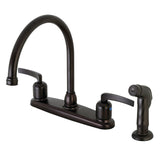 Centurion Two-Handle 4-Hole 8" Centerset Kitchen Faucet with Side Sprayer