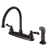 NuWave French Two-Handle 4-Hole 8" Centerset Kitchen Faucet with Side Sprayer