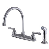 NuWave French Two-Handle 4-Hole 8" Centerset Kitchen Faucet with Side Sprayer