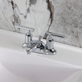 Manhattan Two-Handle 3-Hole Deck Mount 4" Centerset Bathroom Faucet with Pop-Up Drain