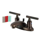 Kaiser Double-Handle 3-Hole Deck Mount 4-Inch Centerset Bathroom Faucet with Pop-Up Drain