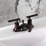 Manhattan Two-Handle 3-Hole Deck Mount 4" Centerset Bathroom Faucet with Pop-Up Drain