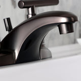 Manhattan Two-Handle 3-Hole Deck Mount 4" Centerset Bathroom Faucet with Pop-Up Drain