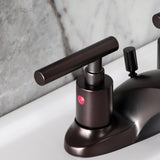 Manhattan Two-Handle 3-Hole Deck Mount 4" Centerset Bathroom Faucet with Pop-Up Drain