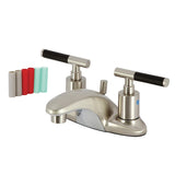 Kaiser Double-Handle 3-Hole Deck Mount 4-Inch Centerset Bathroom Faucet with Pop-Up Drain