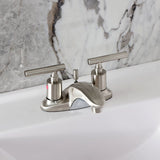 Manhattan Two-Handle 3-Hole Deck Mount 4" Centerset Bathroom Faucet with Pop-Up Drain