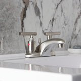 Manhattan Double-Handle 3-Hole Deck Mount 4-Inch Centerset Bathroom Faucet with Pop-Up Drain