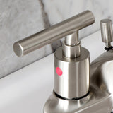 Manhattan Two-Handle 3-Hole Deck Mount 4" Centerset Bathroom Faucet with Pop-Up Drain