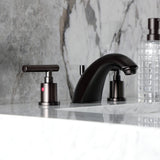 Manhattan Two-Handle 3-Hole Deck Mount Widespread Bathroom Faucet with Retail Pop-Up Drain