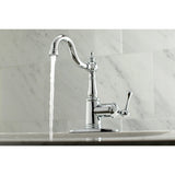 English Vintage One-Handle 1-Hole Bathroom Faucet with Deck Plate and Push Pop-Up Drain