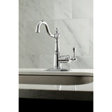 English Vintage One-Handle 1-Hole Bathroom Faucet with Deck Plate and Push Pop-Up Drain