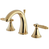 Georgian Two-Handle 3-Hole Deck Mount Widespread Bathroom Faucet with Brass Pop-Up Drain