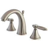 Georgian Two-Handle 3-Hole Deck Mount Widespread Bathroom Faucet with Brass Pop-Up Drain