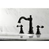 American Classic Two-Handle 3-Hole Deck Mount Widespread Bathroom Faucet with Brass Pop-Up Drain