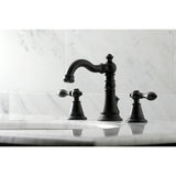 English Classic Two-Handle 3-Hole Deck Mount Widespread Bathroom Faucet with Brass Pop-Up Drain