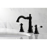 American Patriot Two-Handle 3-Hole Deck Mount Widespread Bathroom Faucet with Brass Pop-Up Drain