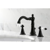 English Classic Two-Handle 3-Hole Deck Mount Widespread Bathroom Faucet with Brass Pop-Up Drain