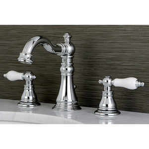 American Patriot Two-Handle 3-Hole Deck Mount Widespread Bathroom Faucet with Retail Pop-Up Drain