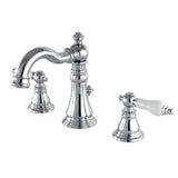 American Patriot Two-Handle 3-Hole Deck Mount Widespread Bathroom Faucet with Retail Pop-Up Drain