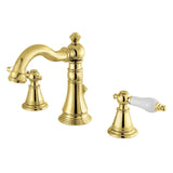 English Classic Two-Handle 3-Hole Deck Mount Widespread Bathroom Faucet with Retail Pop-Up Drain