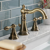 American Classic Two-Handle 3-Hole Deck Mount Widespread Bathroom Faucet with Brass Pop-Up Drain