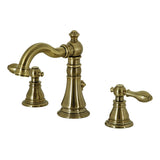 American Classic Two-Handle 3-Hole Deck Mount Widespread Bathroom Faucet with Brass Pop-Up Drain