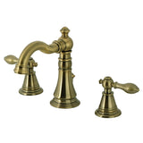 English Classic Two-Handle 3-Hole Deck Mount Widespread Bathroom Faucet with Brass Pop-Up Drain