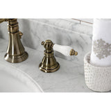 American Patriot Two-Handle 3-Hole Deck Mount Widespread Bathroom Faucet with Brass Pop-Up Drain