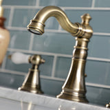 English Classic Two-Handle 3-Hole Deck Mount Widespread Bathroom Faucet with Brass Pop-Up Drain