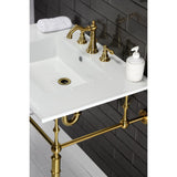 American Classic Two-Handle 3-Hole Deck Mount Widespread Bathroom Faucet with Brass Pop-Up Drain